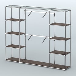 Торговая система ХРОМ без ДСП 2430 мм с полками ДСП и поручнями №7, Дуб Венге