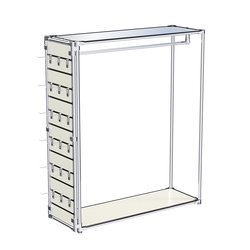 Хромированный стенд-вешало ETD-10 №1-4 (торец-ЭП) с полкой Зеркало 4мм, Белый
