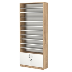 Стеллаж из ДСП с 10-ю полками 300x900 мм серии LEVEL-10 №12 (З/C - ДВП), Дуб Канзас коричневый