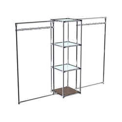 Хромированное вешало ЛУЧ №2-1 с полками стекло 6мм, Орех