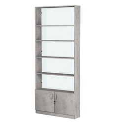 Стеллаж из ДСП с 4-мя полками 200x900 мм серии LEVEL-4 №10-1 (З/C - СТЕКЛО), Бетон Чикаго светло-серый F186 ST9