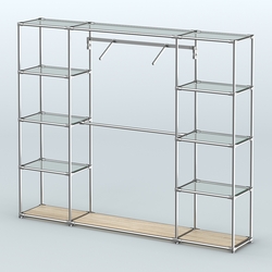 Торговая система ХРОМ без ДСП 2430 мм с прозрачными полками и поручнями №11, Дуб Сонома