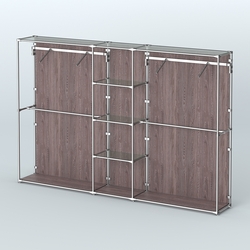 Торговая система ХРОМ (задняя стенка - ДСП) 3030 мм с прозрачными полками и поручнями №12, Ясень Анкор темный