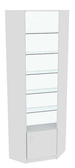 Угловая витрина СЭСП-О №5-300 (З/C - Стекло) со стеклянными полками, Серый