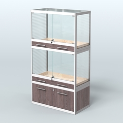 Витрина малая для продажи средних млекопитающих в зоомагазин серии КУНЬИ-02, Ясень Анкор темный