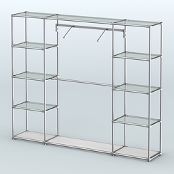 Торговая система ХРОМ без ДСП 2430 мм с прозрачными полками и поручнями №11, Ясень Анкор светлый