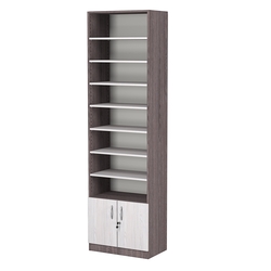 Стеллаж из ДСП с 7-ю полками 350x600 мм серии LEVEL-7 №6 (З/C - ДВП), Ясень Анкор темный + Ясень Анкор светлый