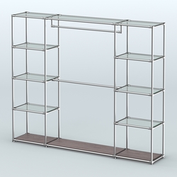 Торговая система ХРОМ без ДСП 2430 мм с прозрачными полками и поручнями №3, Ясень Анкор темный