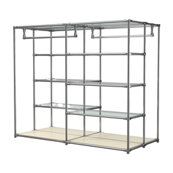 Хромированное вешало ПЛАТФОРМА №1-1 с полками стекло 6мм, Крем Вайс