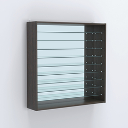 Витрина настенная №204-6Г зеркальная с девятью прозрачными полками, Дуб Венге