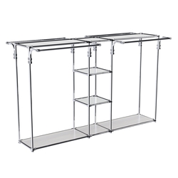 Хромированный стенд-вешало TD-50 №1-4 Хром с полками Зеркало 4мм, Ясень Анкор светлый - U31104