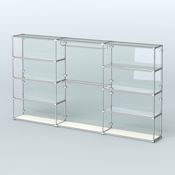 Торговая система ХРОМ (задняя стенка - стекло) 3600 мм с зеркальными полками и поручнями №1, Белый