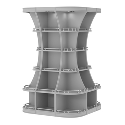 Островной высокий стеллаж ГАРАНТ №7-О с ограничителями, Серый