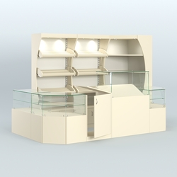 Угловой павильон для небольшого магазина по продаже хлеба и выпечки №2, Крем Вайс + Белый