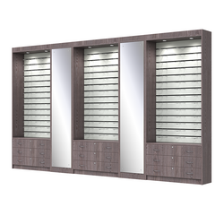 Комплект витрин под очки №11+1+11+1+11 (открытый доступ), Ясень Анкор темный