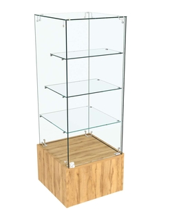 Прилавок Истра с тремя полками из стекла №132 (закрытый), Дуб Золотистый