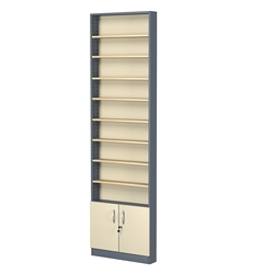 Стеллаж из ДСП с 8-ю полками 100x600 мм серии LEVEL-8 №1 (З/C - ДВП), Темно-серый + Крем Вайс