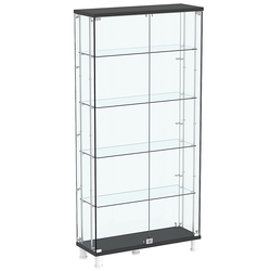 Витрина РОНДО с регулировочными полками №3-1-РЕГ на ножках (задняя стенка стекло), Черный