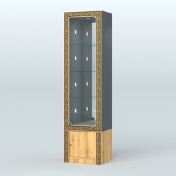 Витрина с декором и диодной подсветкой №ВБА-4С, Темно-Серый  + Дуб Золотистый