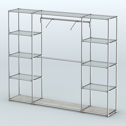 Торговая система ХРОМ без ДСП 2430 мм с прозрачными полками и поручнями №11, Метрополитан Грей