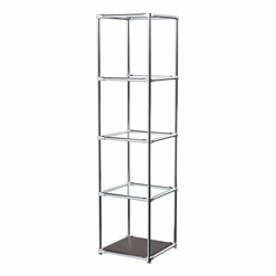 Торговый хромированный стеллаж с прозрачными полками №1, Дуб Венге