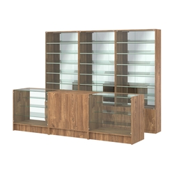 Комплект витрин с наклонными полками SL-6 №12-2 и прилавков ЭК-4, Дуб Канзас коричневый