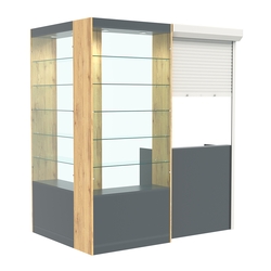 Угловой павильон №1-5П (2,16 кв.м), Темно-серый и Дуб Золотистый