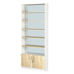 Стеллаж из ДСП с 5-ю полками 200x900 мм серии LEVEL-5 №10-2 (З/C - ЗЕРКАЛО), Белый + Дуб Сонома