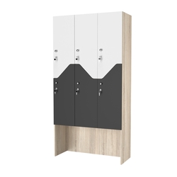 Шкаф для раздевалок СТАНДАРТ-Элегия №3-3Б, Дуб сонома + Черный + Белый