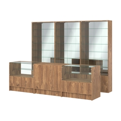 Комплект витрин с регулировочными полками NE-6 №12-2 и прилавков ЭК-3, Дуб Канзас коричневый