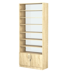 Стеллаж из ДСП с 6-ю полками 400x900 мм серии LEVEL-6 №14-1 (З/C - СТЕКЛО), Дуб Сонома