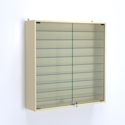 Витрина настенная №204-5А с девятью прозрачными полками, Крем Вайс