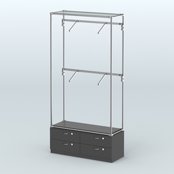 Торговая система ХРОМ без ДСП 1200 мм №3-2 с тумбой Т-14 и поручнями, Черный