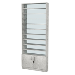 Стеллаж из ДСП с 9-ю полками 150x900 мм серии LEVEL-9 №9-2 (З/C - ЗЕРКАЛО), Метрополитан Грей