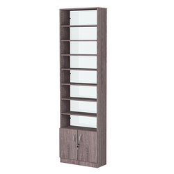 Стеллаж из ДСП с 7-ю полками 250x600 мм серии LEVEL-7 №4-1 (З/C - СТЕКЛО), Ясень Анкор темный