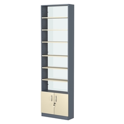 Стеллаж из ДСП с 6-ю полками 200x600 мм серии LEVEL-6 №3-1 (З/C - СТЕКЛО), Темно-серый + Крем Вайс