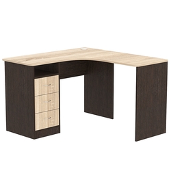 Стол угловой с ящиками СУ-01-Л (левосторонний), Дуб Венге и Дуб Сонома