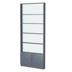 Стеллаж из ДСП с 4-мя полками 100x900 мм серии LEVEL-4 №8-1 (З/C - СТЕКЛО), Темно-Серый