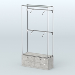 Торговая система ХРОМ без ДСП 1200 мм №3-2 с тумбой Т-14 и поручнями, Метрополитан Грей