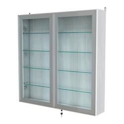 Витрина настенная №4-1А с узкими прозрачными полками серии Collecto, Ясень Анкор светлый