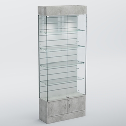 Витрина СЕТЬ №4-П с экономпанелью и полками, Метрополитан Грей