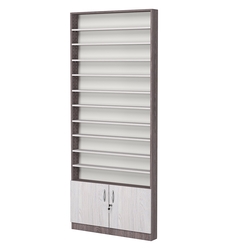 Стеллаж из ДСП с 10-ю полками 100x900 мм серии LEVEL-10 №8 (З/C - ДВП), Ясень Анкор темный + Ясень Анкор светлый