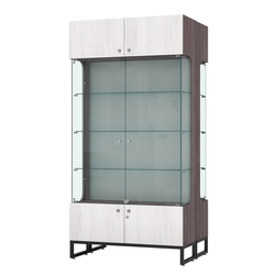 Витрина Монти №5-С двусторонняя, Ясень Анкор темный + Ясень Анкор светлый