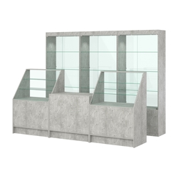 Комплект витрин ЭК-02 и прилавков ЭК-7, Метрополитан Грей