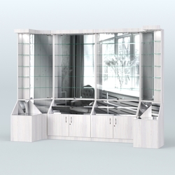 Павильон со стеклянными полками серии Эталон №4, Ясень Анкор светлый