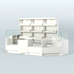 Пристенный павильон с недорогими прилавками для выкладки хлеба и выпечки №3, Белый