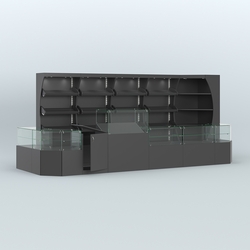 Угловой павильон с широким рядом стеллажей для размещения хлеба и выпечки №4, Черный