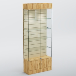 Витрина СЕТЬ №4-П с экономпанелью и полками, Дуб Золотистый