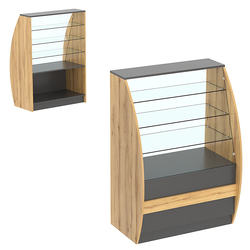 Торговый прилавок со стеклом серии БРИЗ №1-900 широкий, Темно-серый и Дуб Золотистый