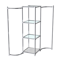 Хромированное вешало ВОЛНА №1-1 с полками стекло 6 мм, Ясень Анкор светлый - U31104